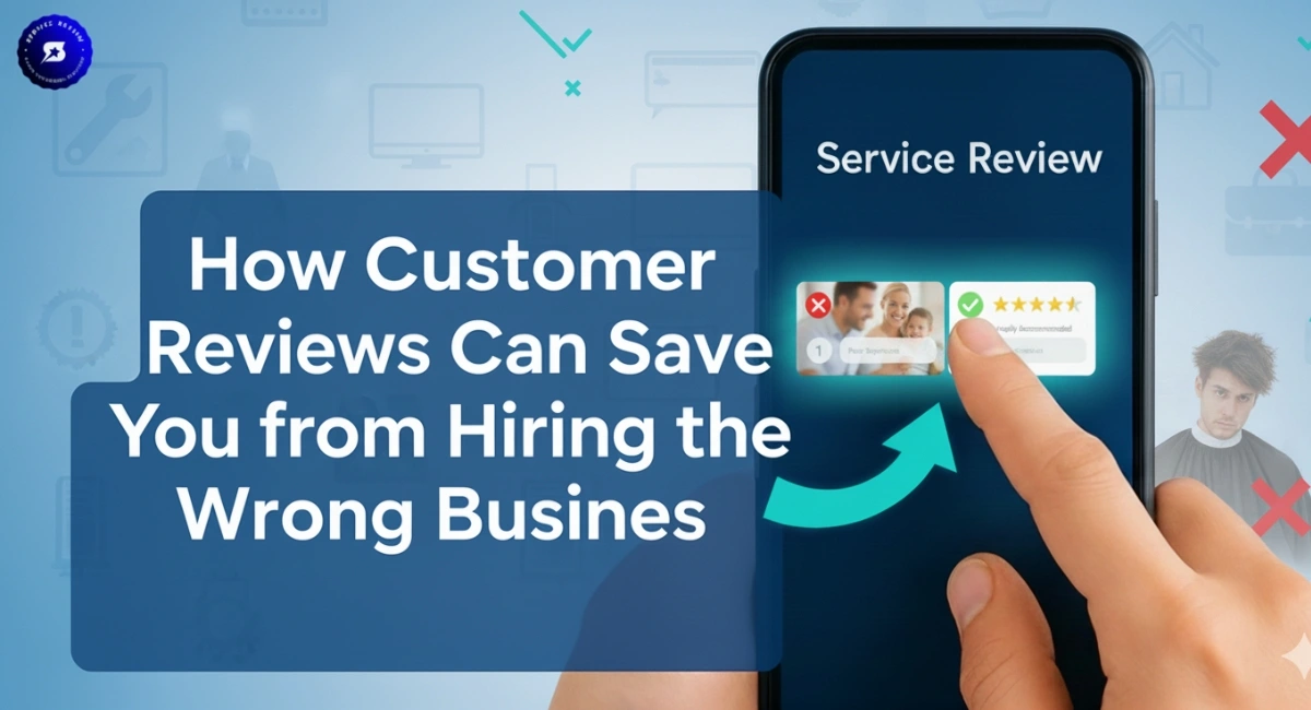 Customer reviews on mobile screen showing ratings to help avoid hiring the wrong business